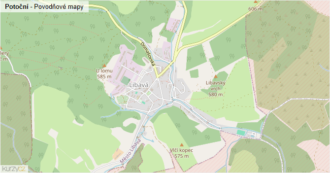 Potoční - záplavové mapy stoleté vody
