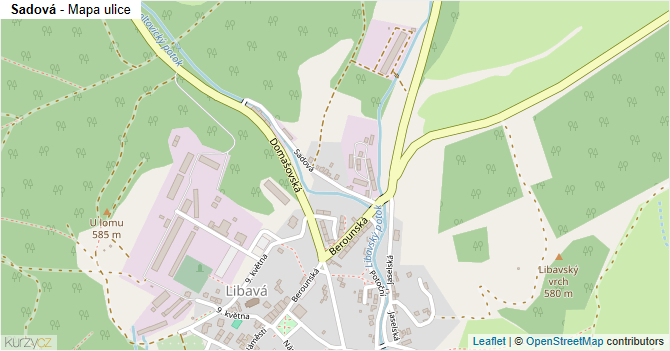 Sadová - mapa ulice