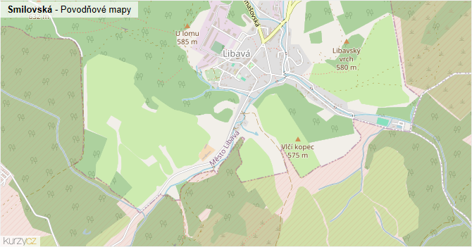 Smilovská - záplavové mapy stoleté vody