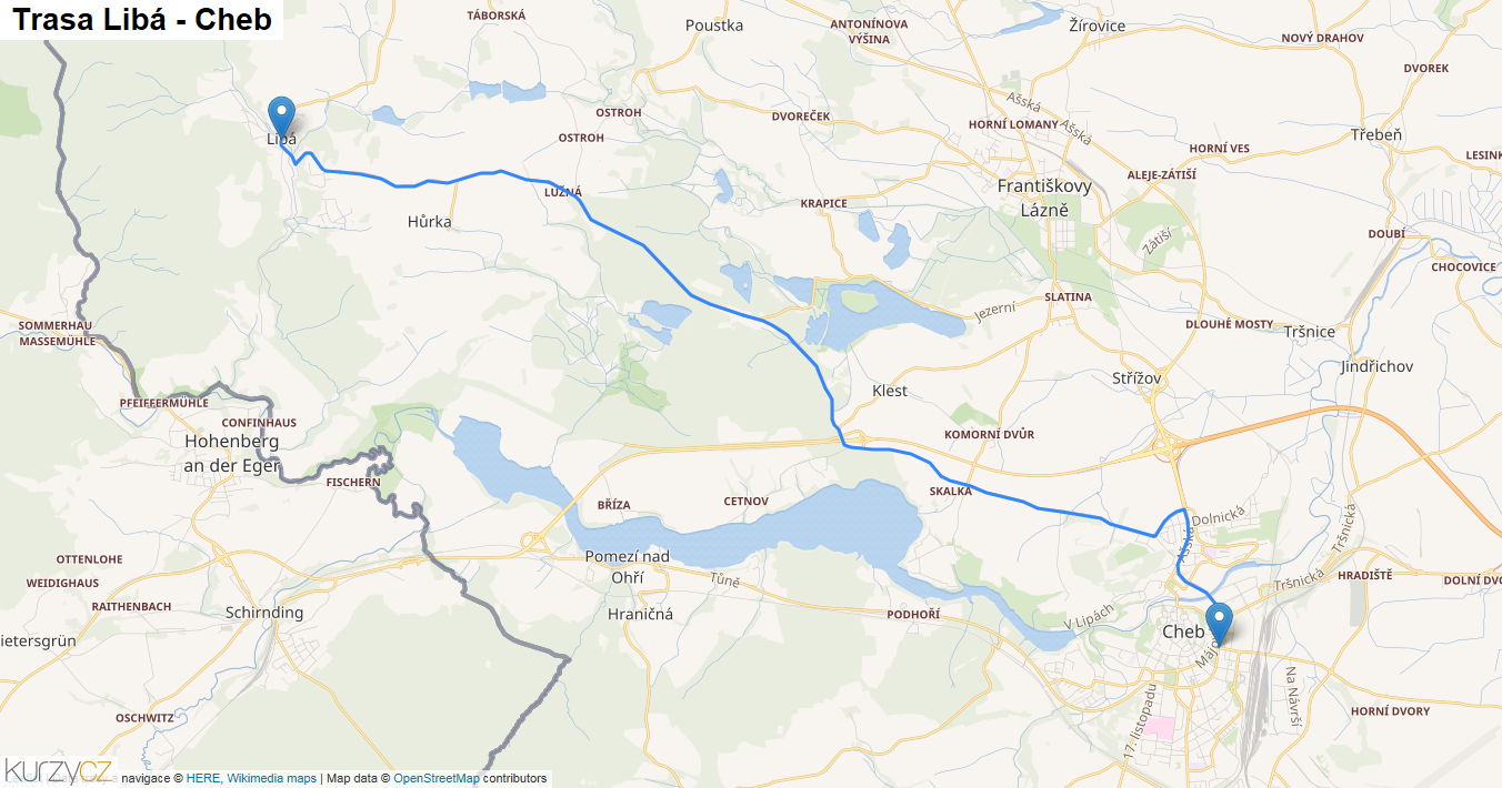 Libá-Cheb, mapa trasy