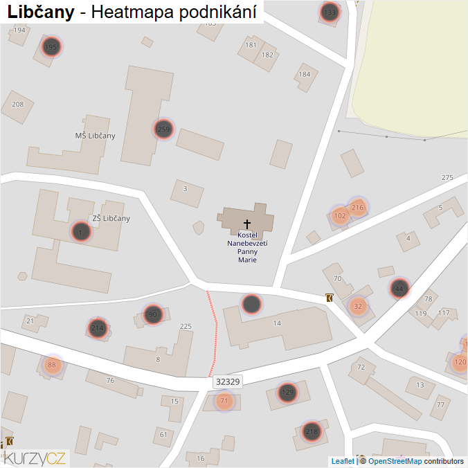 Mapa Libčany - Firmy v obci.