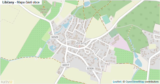 Libčany - mapa části obce