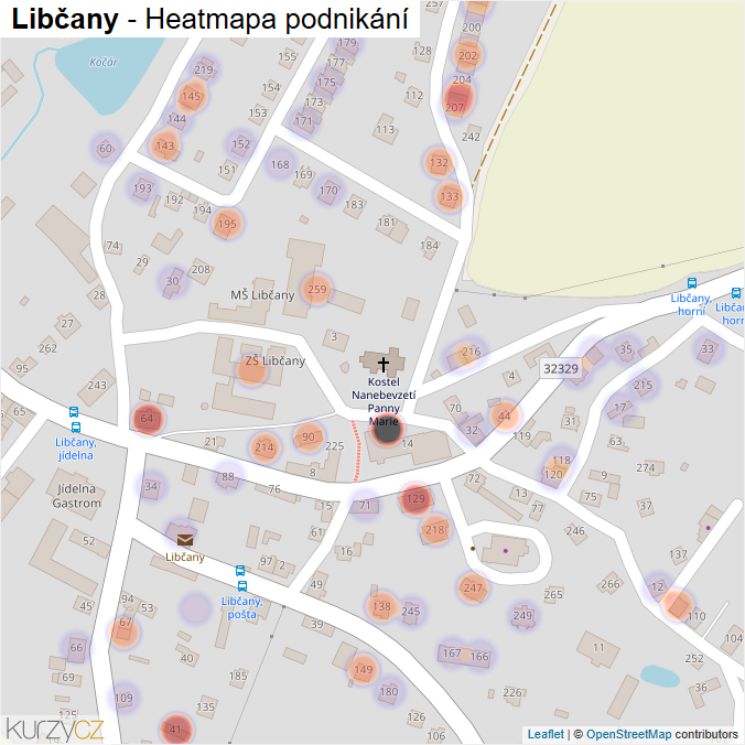Mapa Libčany - Firmy v části obce.