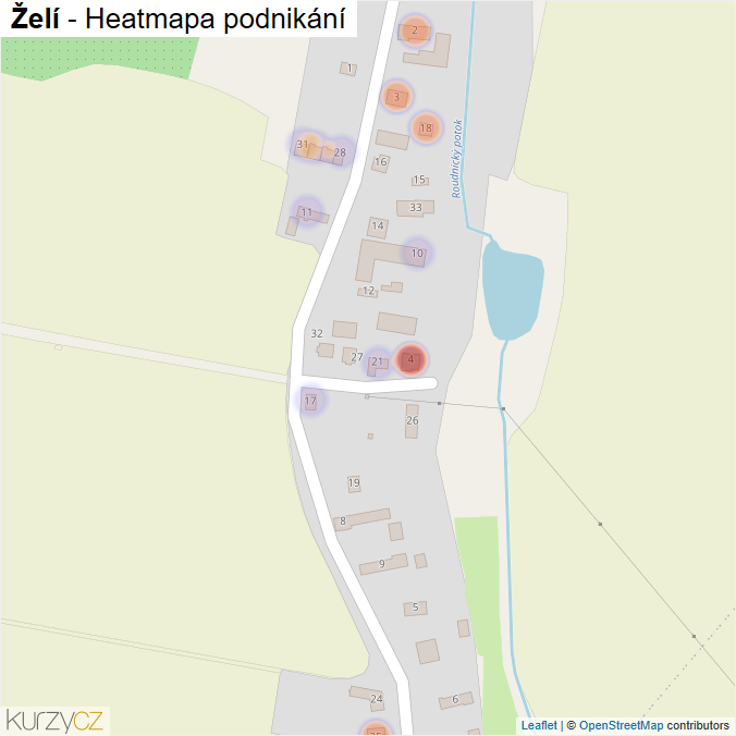 Mapa Želí - Firmy v části obce.