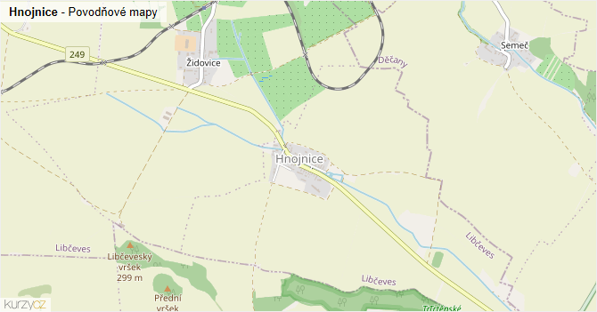 Hnojnice - záplavové mapy stoleté vody