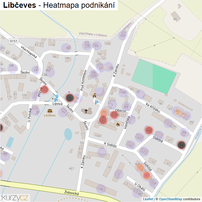 Mapa Libčeves - Firmy v části obce.