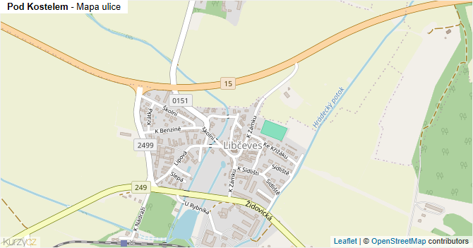 Pod Kostelem - mapa ulice