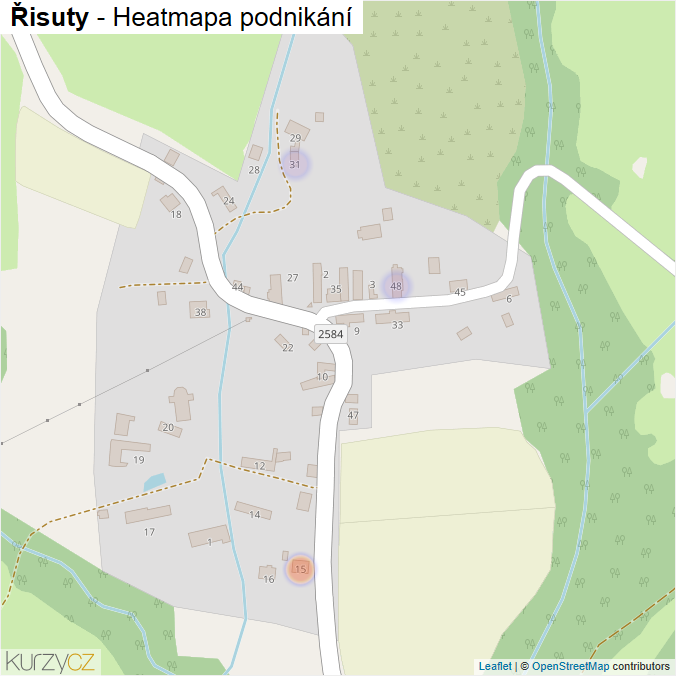 Mapa Řisuty - Firmy v části obce.