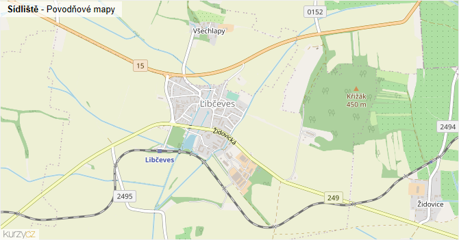 Sídliště - záplavové mapy stoleté vody