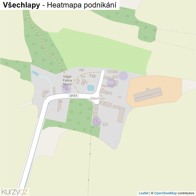 Mapa Všechlapy - Firmy v části obce.