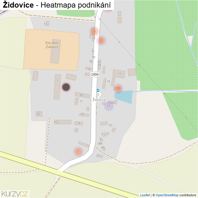 Mapa Židovice - Firmy v části obce.