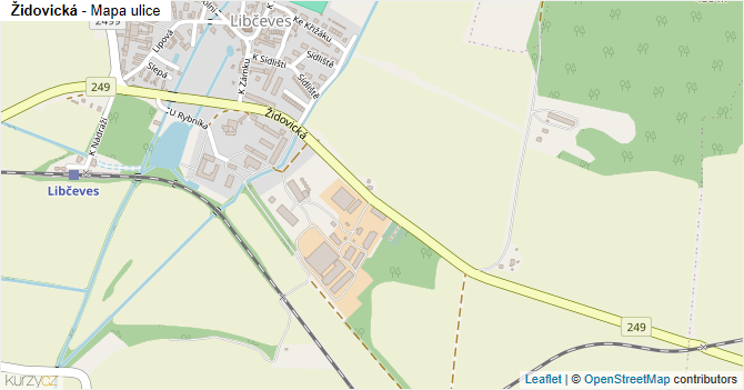 Židovická - mapa ulice