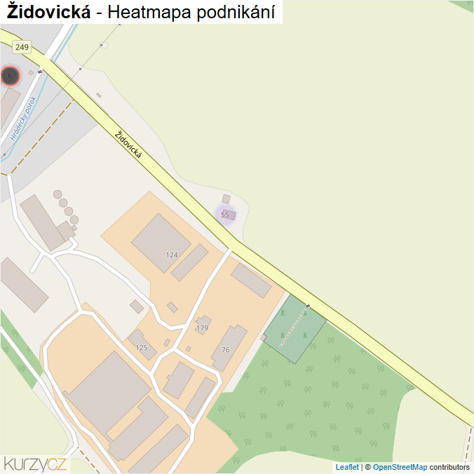 Mapa Židovická - Firmy v ulici.