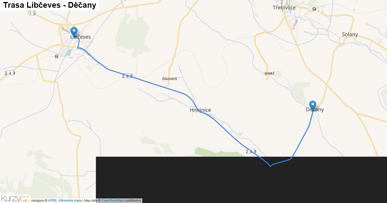 Libčeves-Děčany, mapa trasy