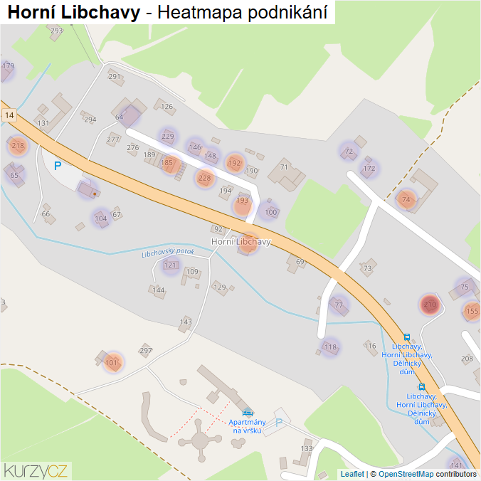 Mapa Horní Libchavy - Firmy v části obce.