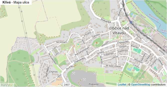 Křivá - mapa ulice