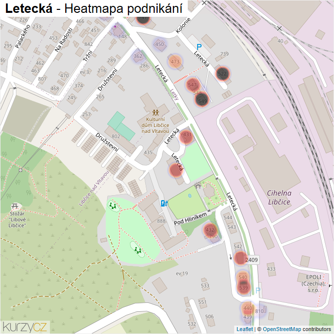 Mapa Letecká - Firmy v ulici.
