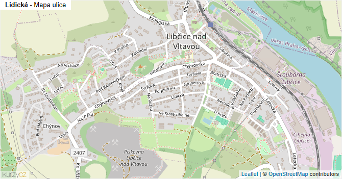 Lidická - mapa ulice