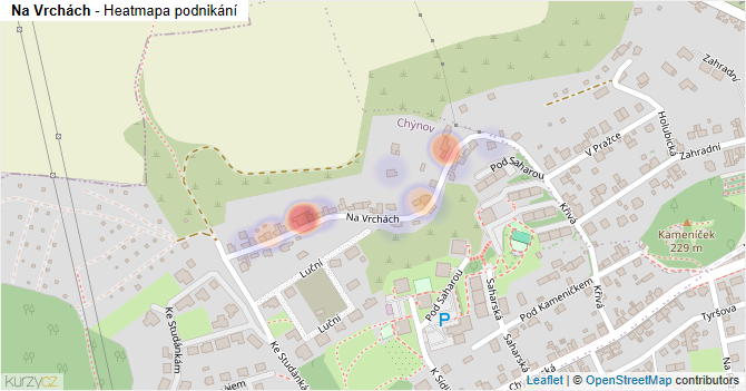 Na Vrchách - mapa podnikání