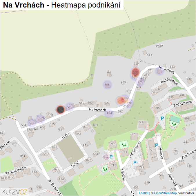 Mapa Na Vrchách - Firmy v ulici.