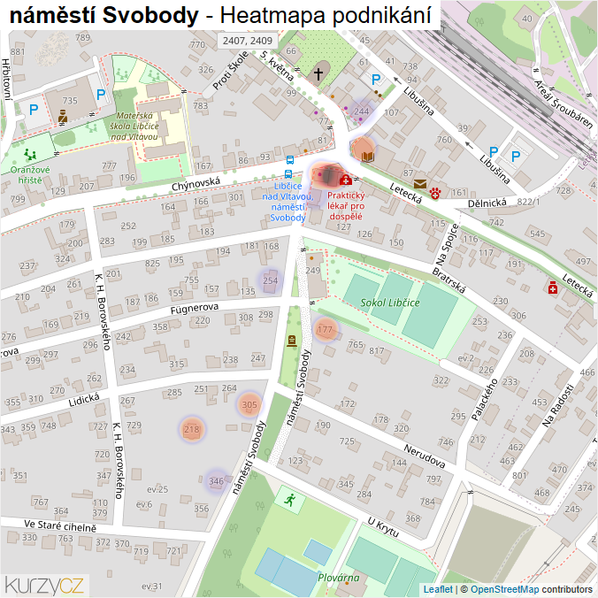Mapa náměstí Svobody - Firmy v ulici.