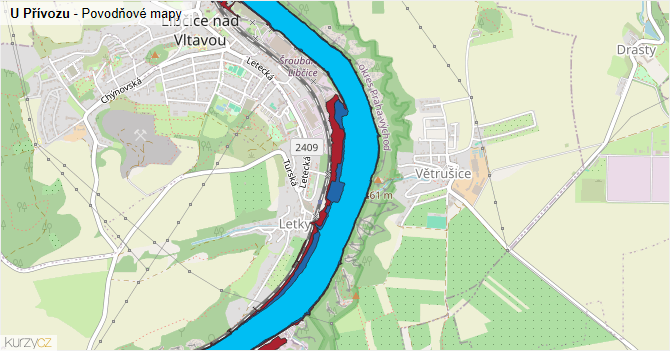 U Přívozu - záplavové mapy stoleté vody