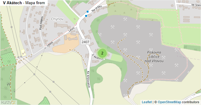 V Akátech - mapa firem