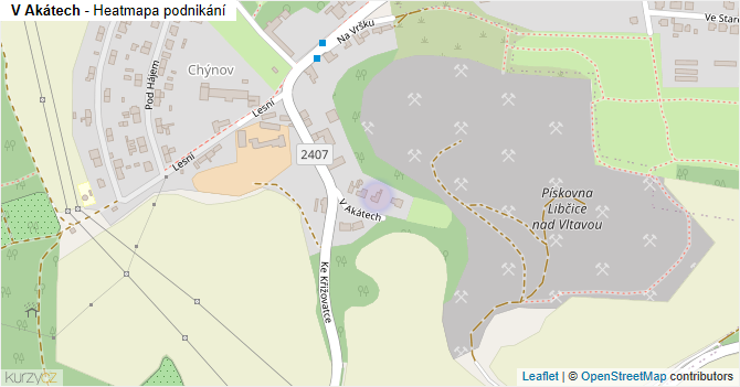 V Akátech - mapa podnikání