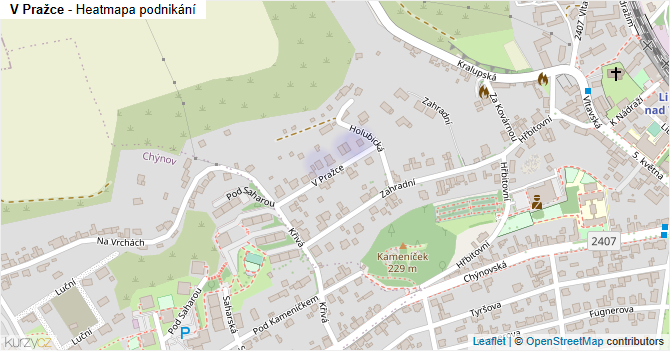 V Pražce - mapa podnikání