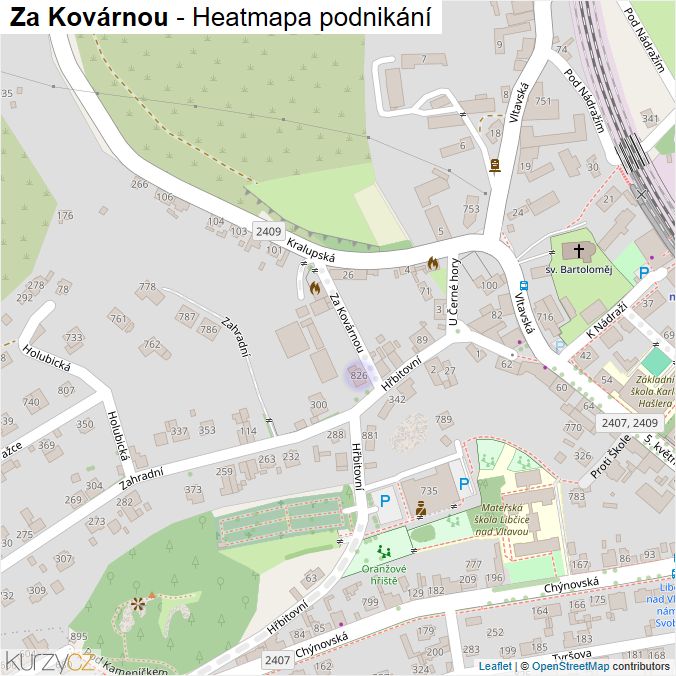 Mapa Za Kovárnou - Firmy v ulici.