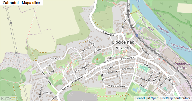 Zahradní - mapa ulice