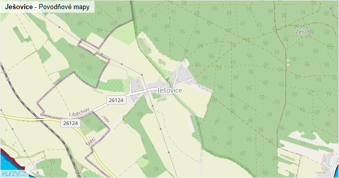 Ješovice - záplavové mapy stoleté vody
