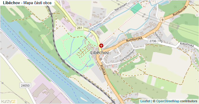 Liběchov - mapa části obce