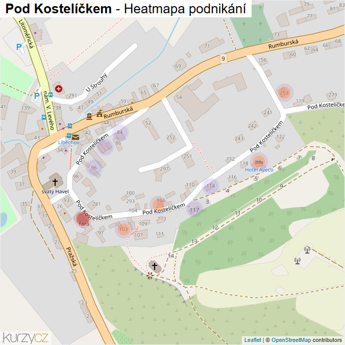 Mapa Pod Kostelíčkem - Firmy v ulici.