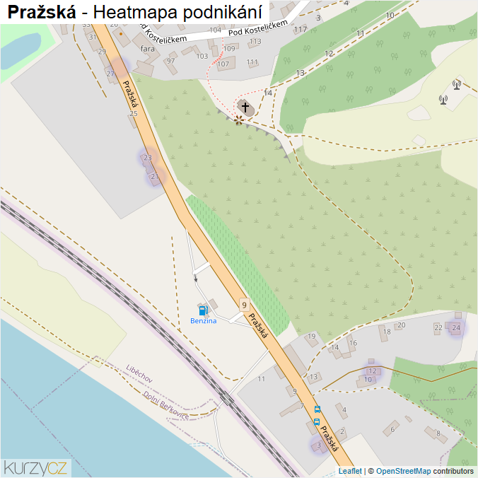 Mapa Pražská - Firmy v ulici.