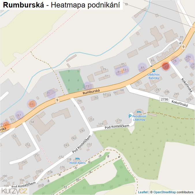 Mapa Rumburská - Firmy v ulici.