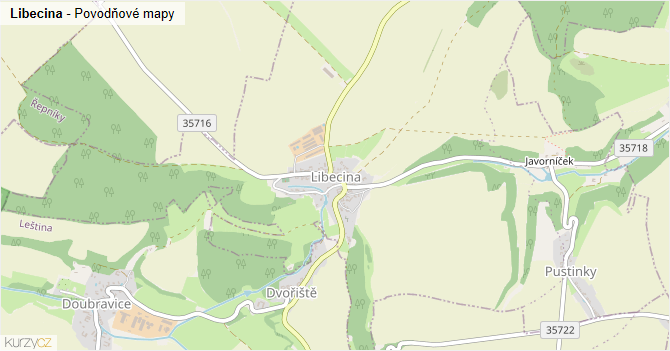 Libecina - záplavové mapy stoleté vody