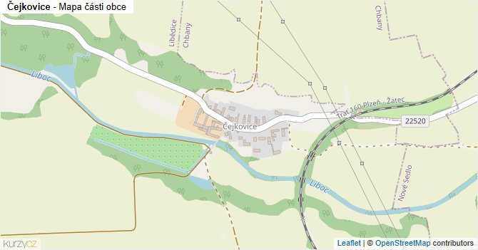 Čejkovice - mapa části obce