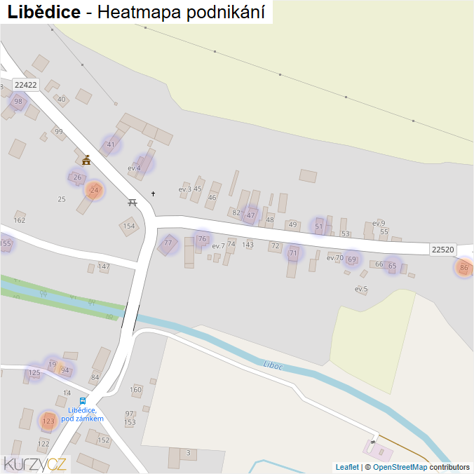 Mapa Libědice - Firmy v části obce.