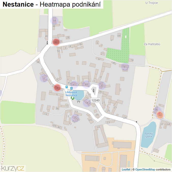 Mapa Nestanice - Firmy v části obce.