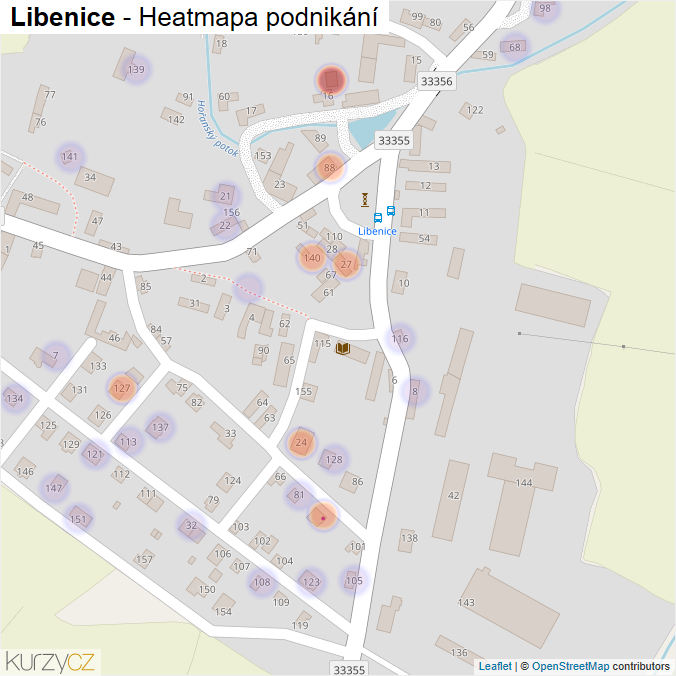 Mapa Libenice - Firmy v části obce.