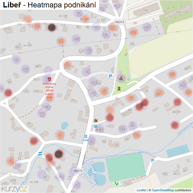 Mapa Libeř - Firmy v obci.