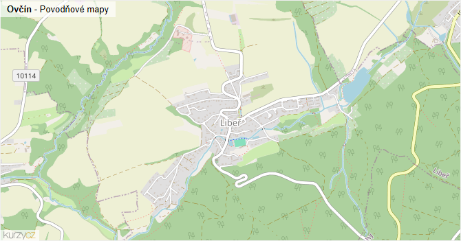 Ovčín - záplavové mapy stoleté vody
