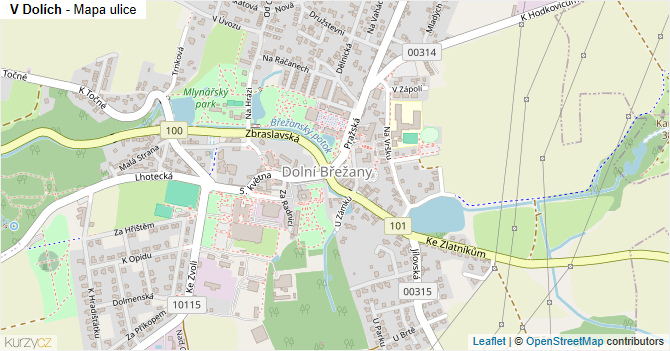 V Dolích - mapa ulice