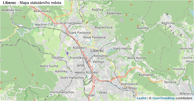 Liberec - mapa statutárního města