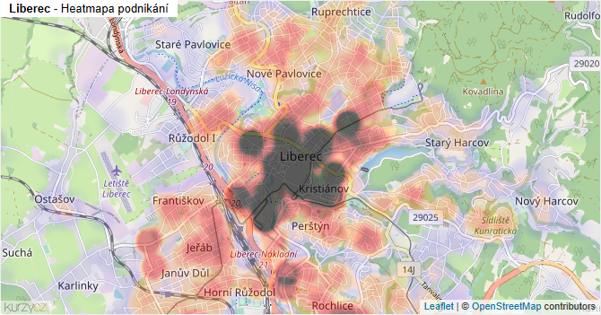 Liberec - mapa podnikání