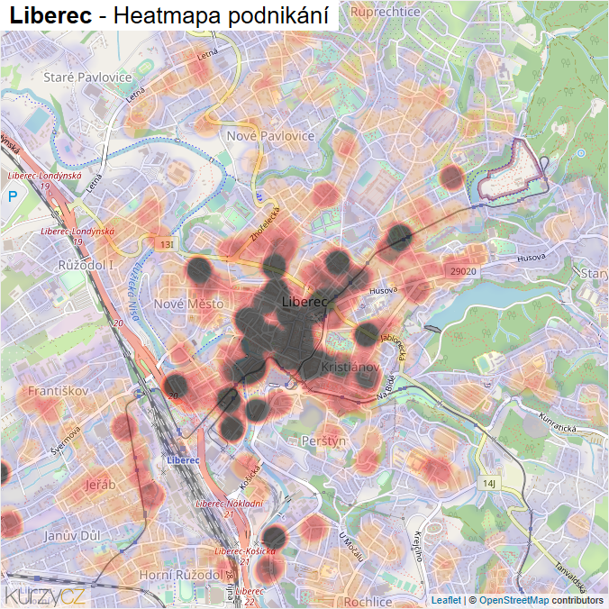 Mapa Liberec - Firmy v obci.