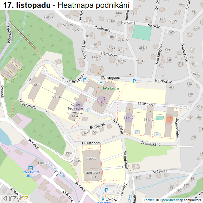 Mapa 17. listopadu - Firmy v ulici.