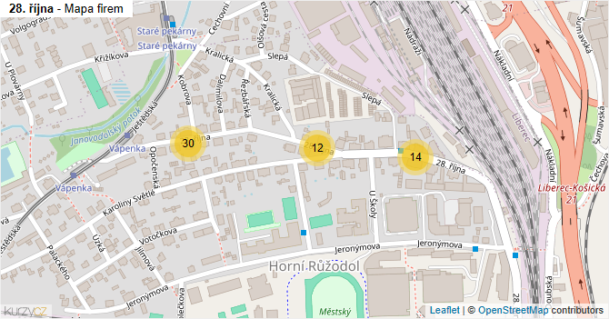 28. října - mapa firem