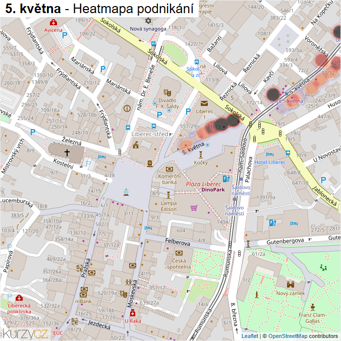 Mapa 5. května - Firmy v ulici.